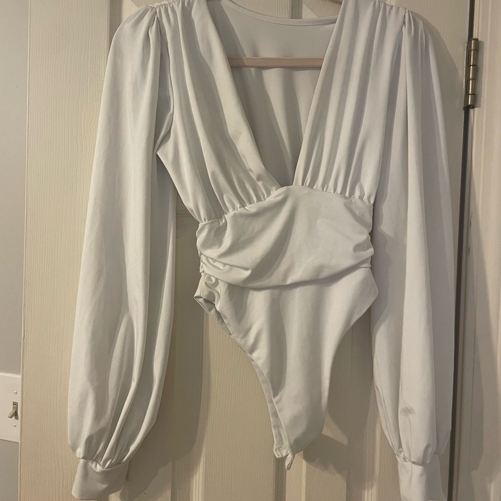 Amazon white v-neck bodysuit